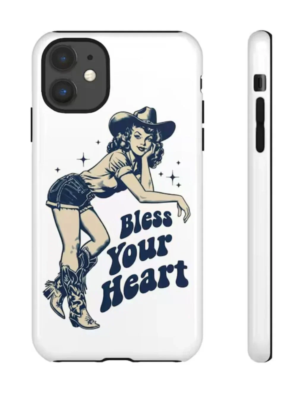 NEW iPhone 16 Pro Max Tough Case Pinup Cowgirl “Bless Your Heart” Gloss Finish